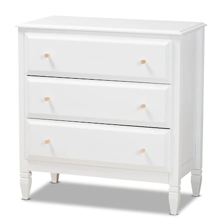 Naomi And Transitional White Finished Wood 3-Drawer Bedroom Chest